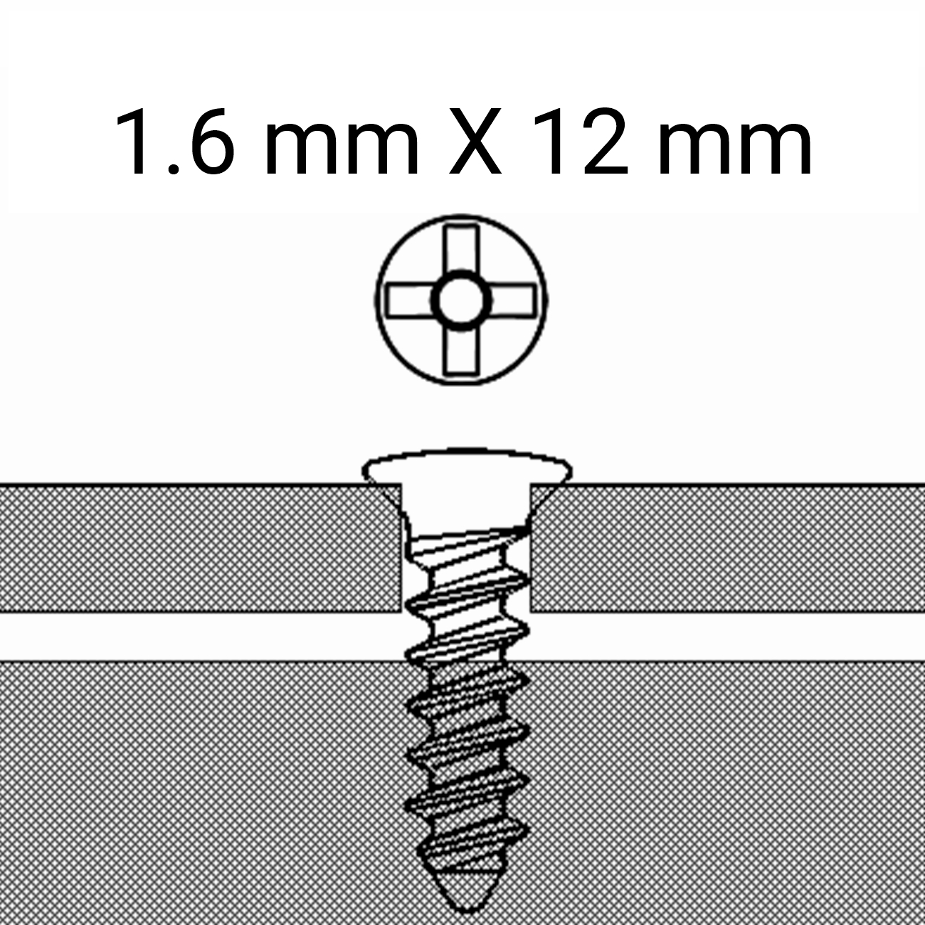 MINCRO 1.6MM X 12MM AUTO DRIVE P.T SCREW